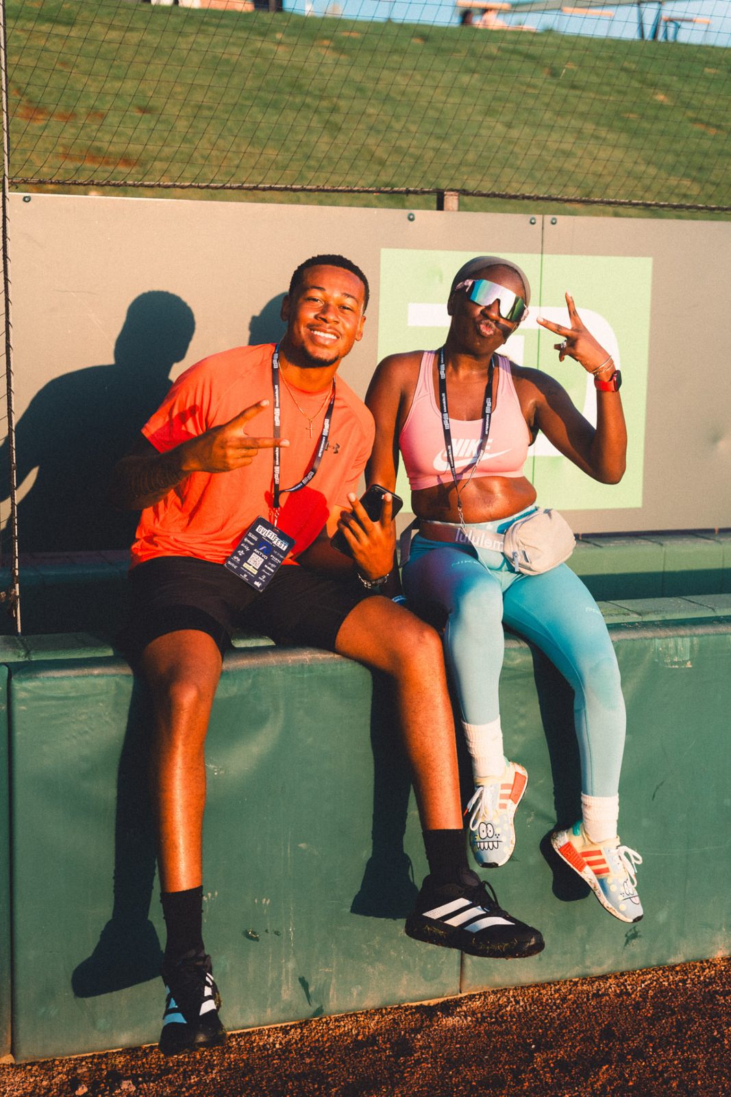 Two GVL FIT FEST attendees at Fluor Field