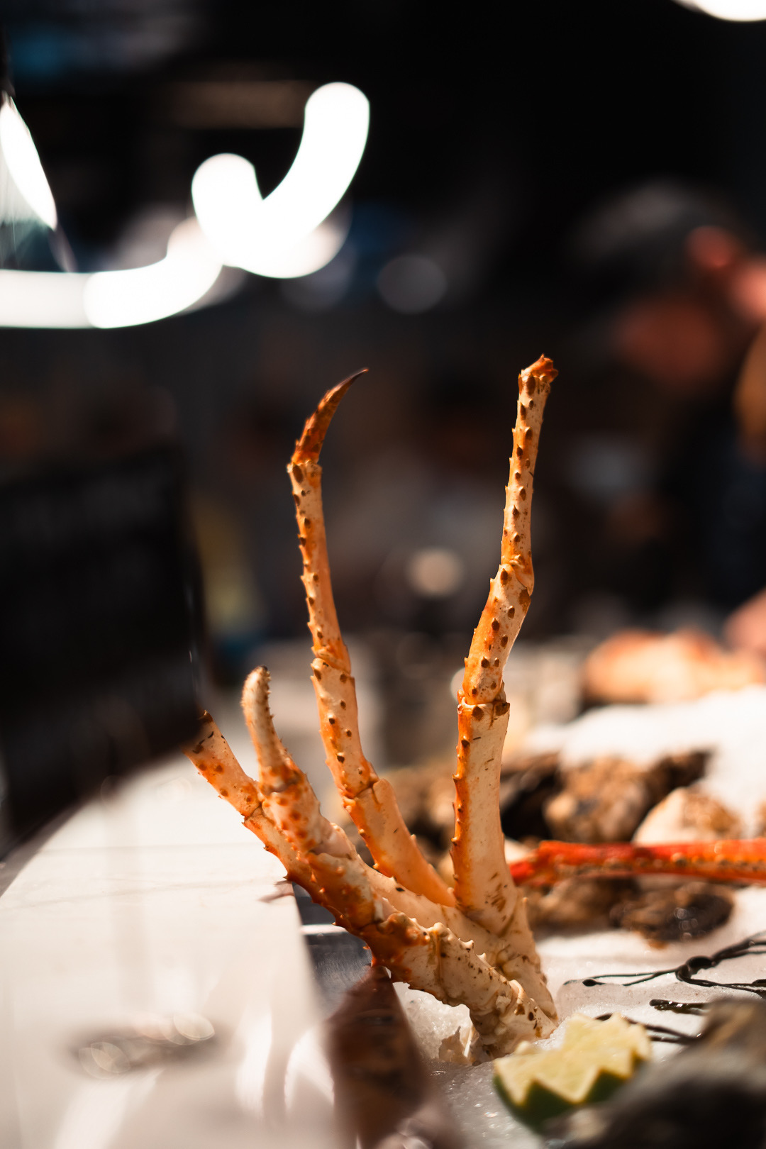 Editorial food photography of a raw bar spread