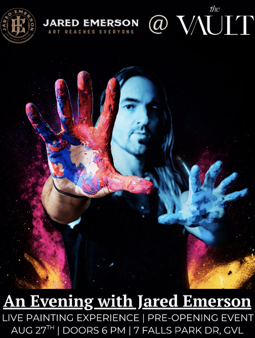 An Evening with Jared Emerson live painting experience at The Vault in Greenville